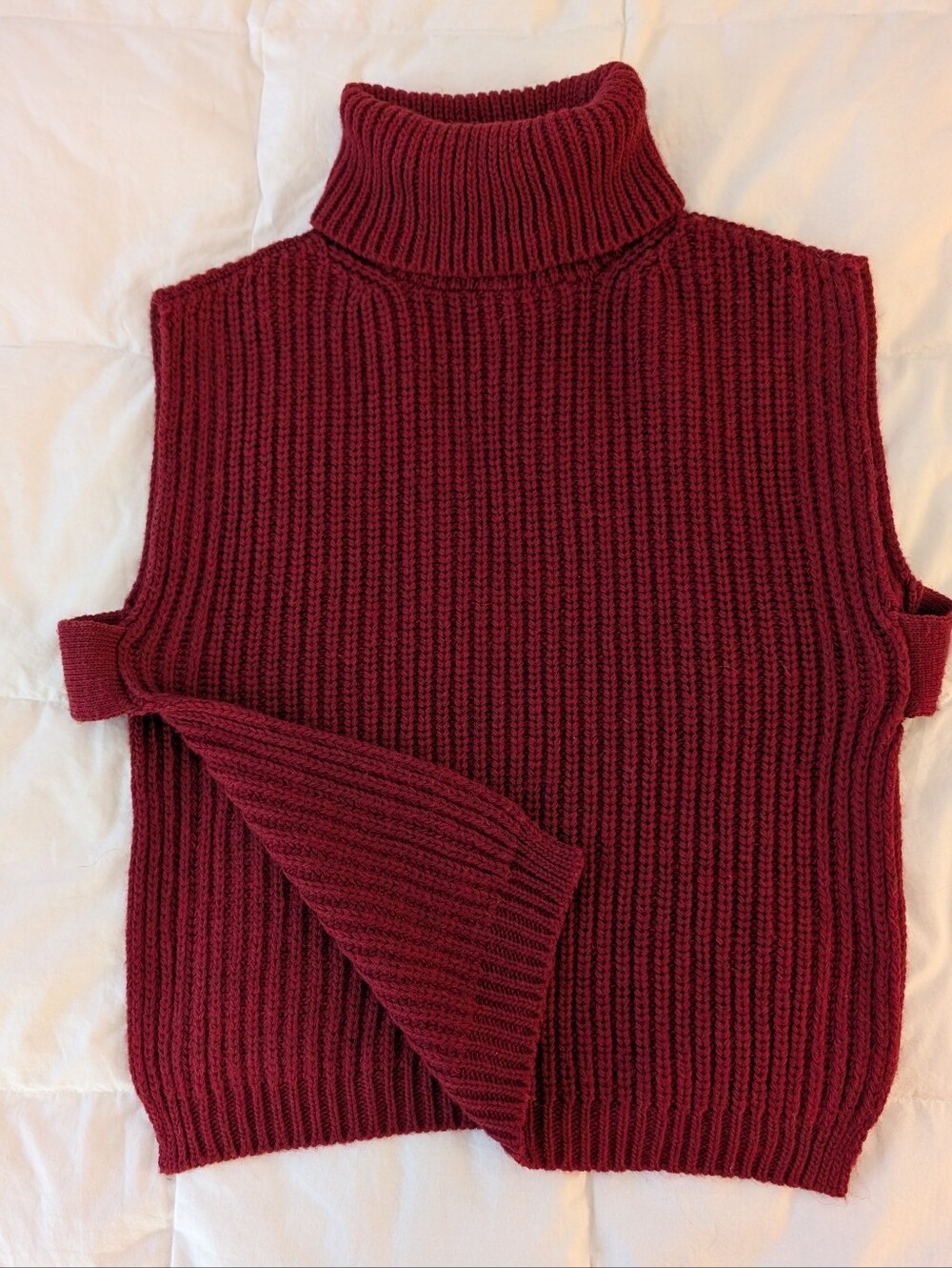 Made in Italy Burgundy Chunky Knit Sleeveless Turtleneck Sweater